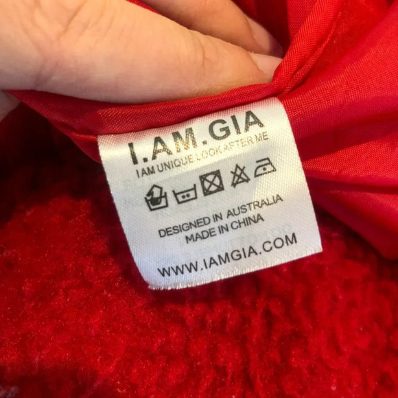 I. AM. GIA. Red Oversized Full Zip Collared Teddy Jacket Women's Small - Picture 9 of 9